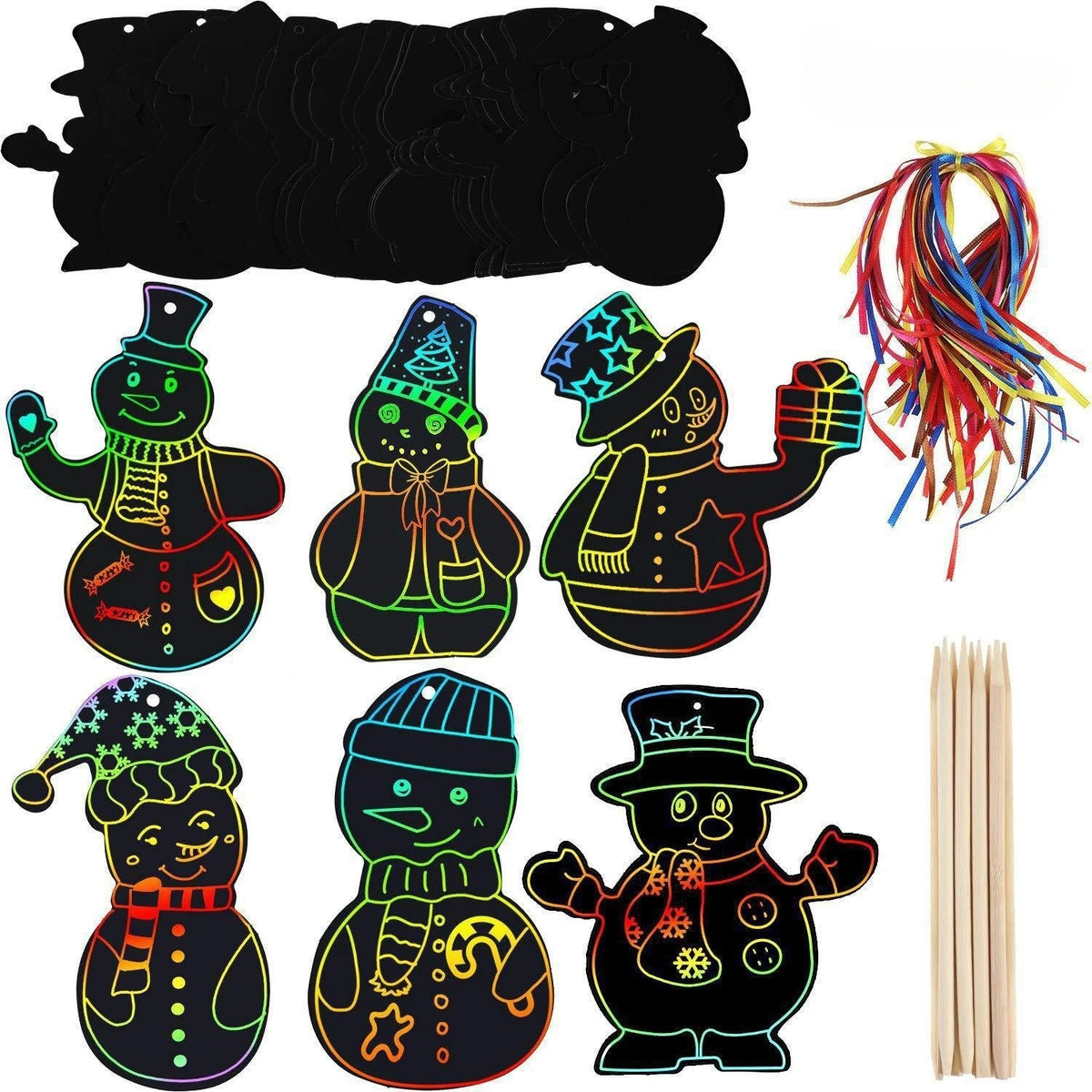 Rainbow Scratch-Art Xmas Ornament Kit