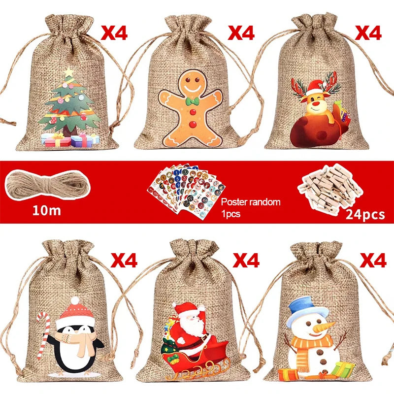 24Pcs Random Festive Countdown Gift Bags