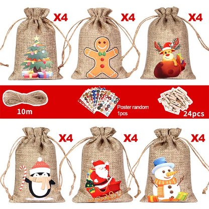 24Pcs Random Festive Countdown Gift Bags