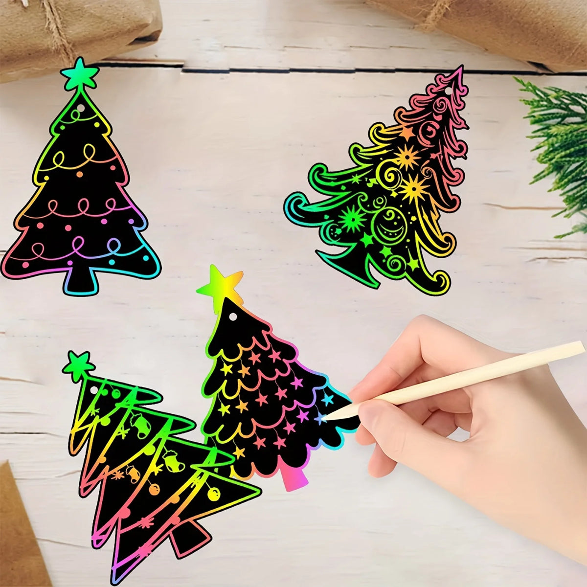 Rainbow Scratch-Art Xmas Ornament Kit