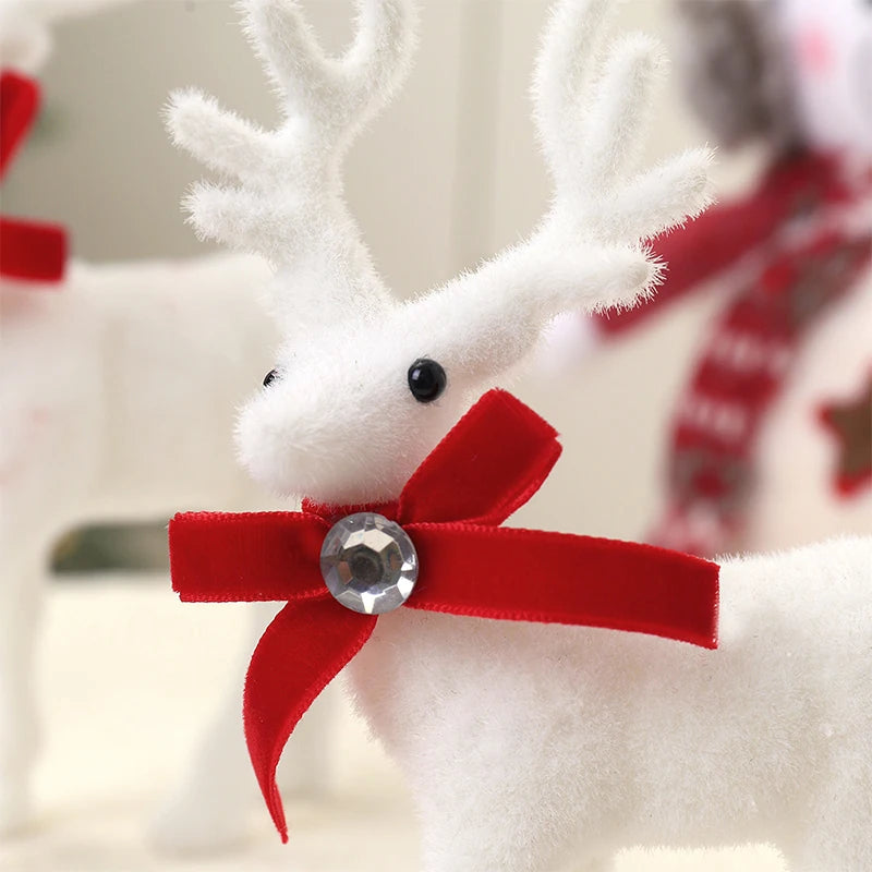 Velvet White Reindeer Décor