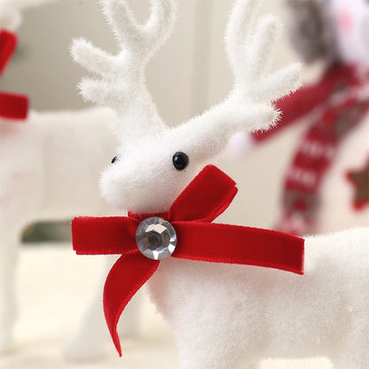 Velvet White Reindeer Décor