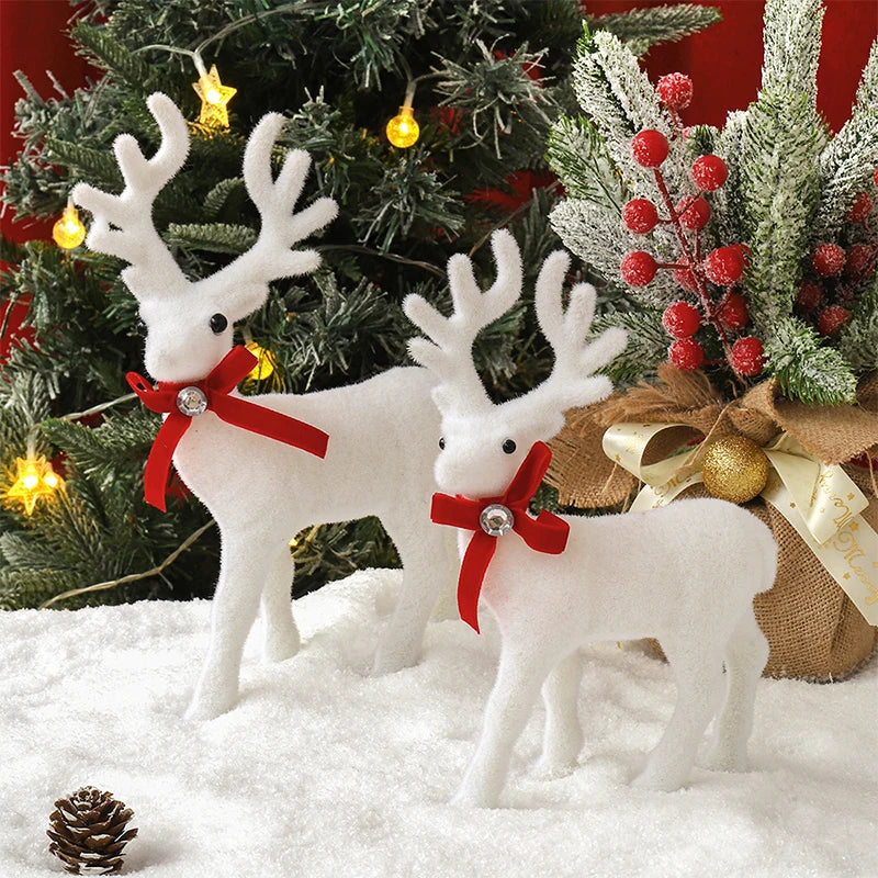 Velvet White Reindeer Décor