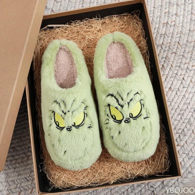 Cozy Grinch Plush Slippers