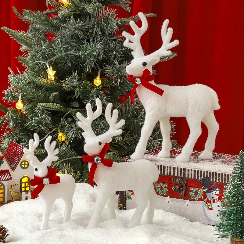 Velvet White Reindeer Décor