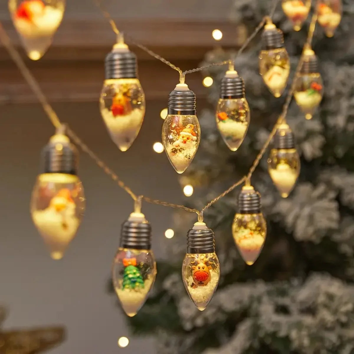 Whimsical Snowball Holiday String Lights