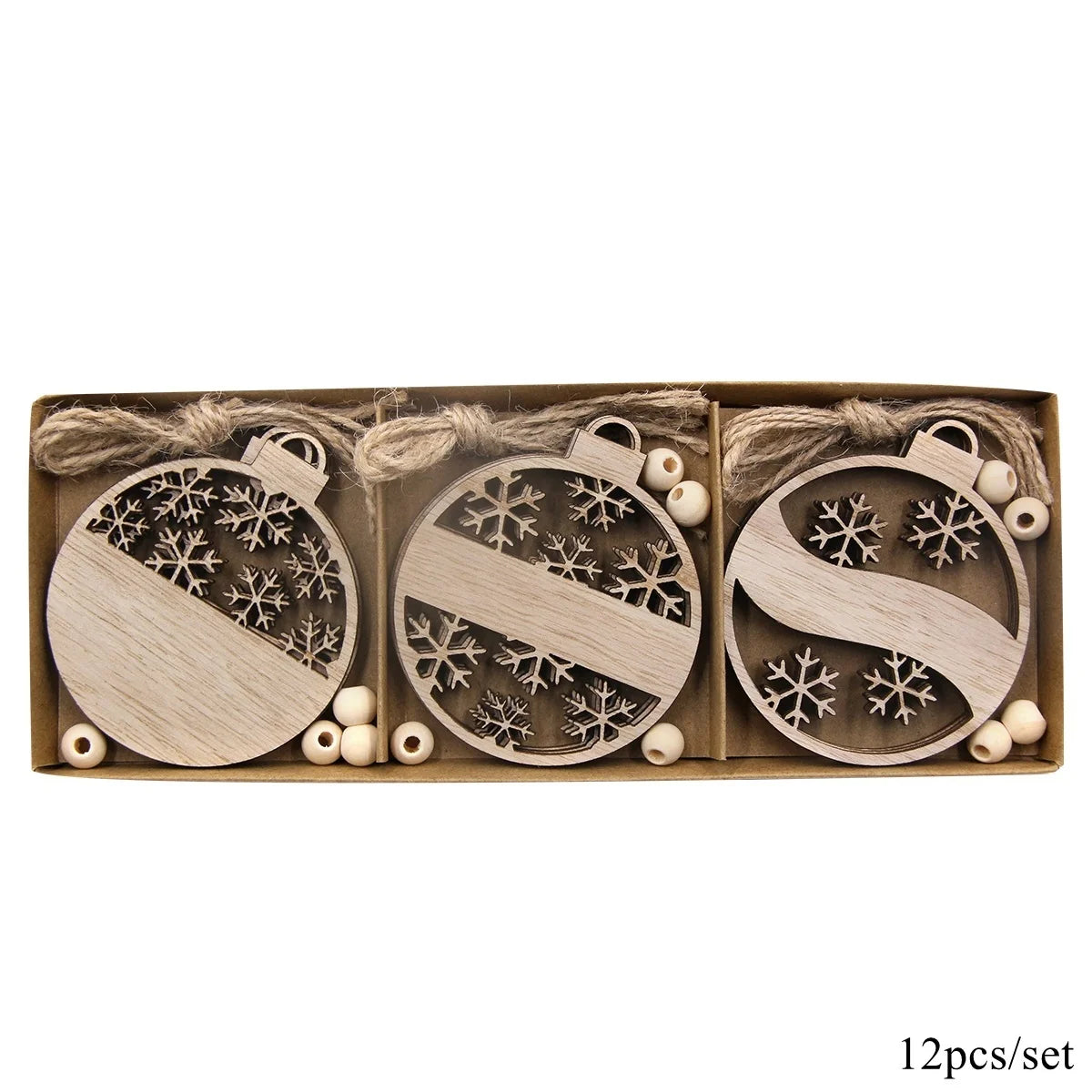 Rustic Wood Ornament Set