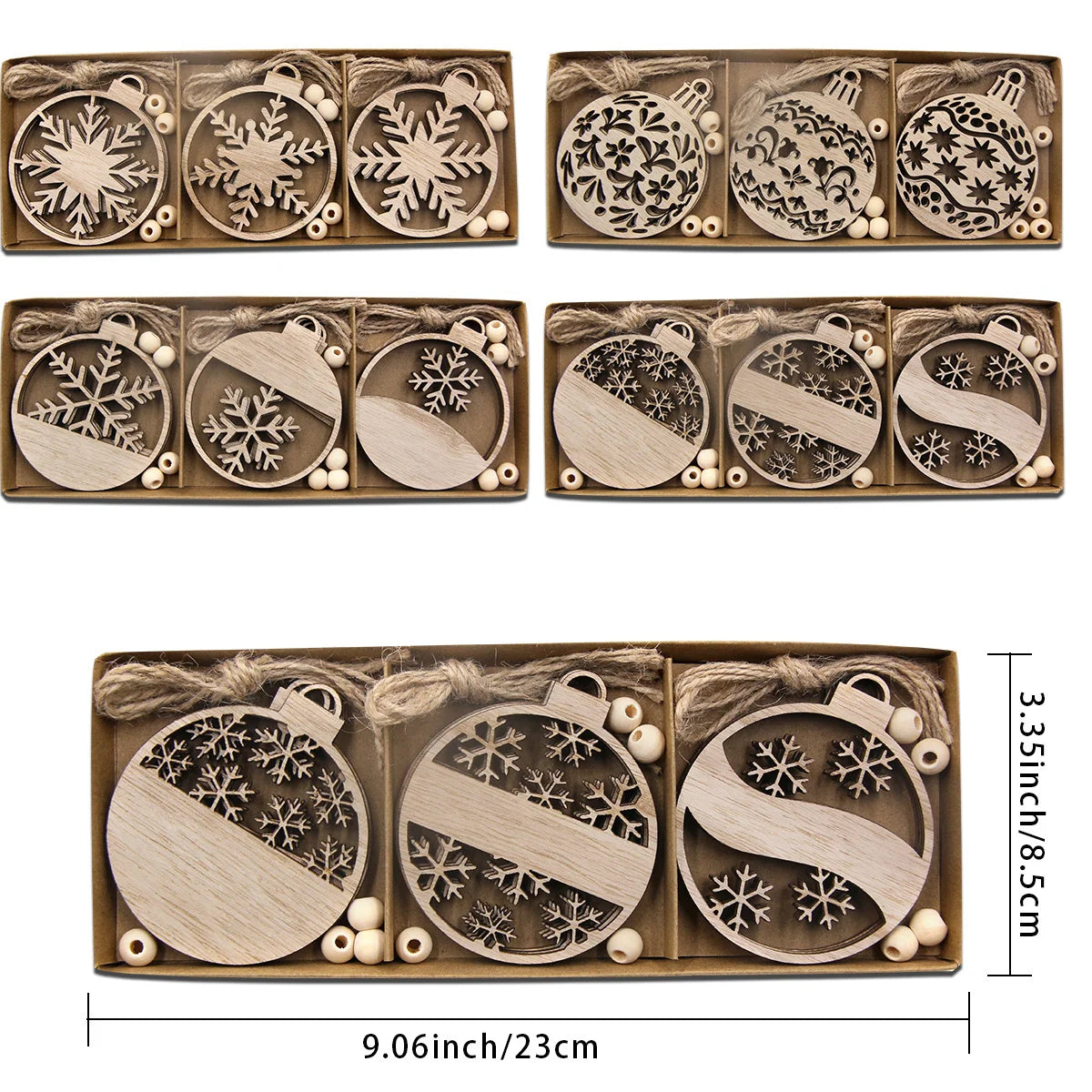 Rustic Wood Ornament Set