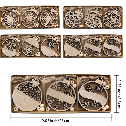 Rustic Wood Ornament Set