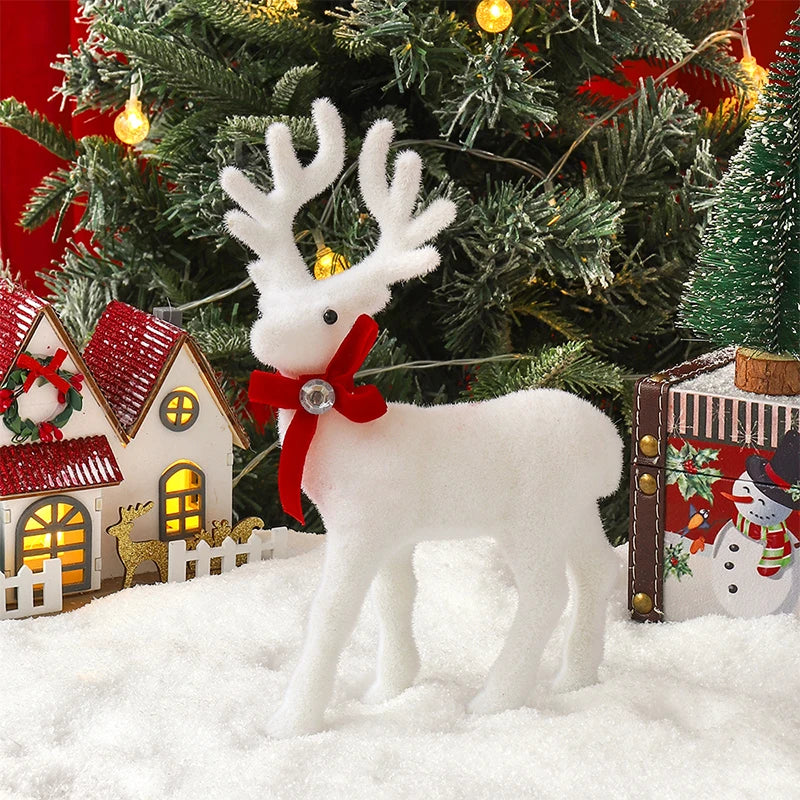 Velvet White Reindeer Décor