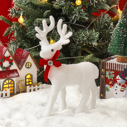 Velvet White Reindeer Décor