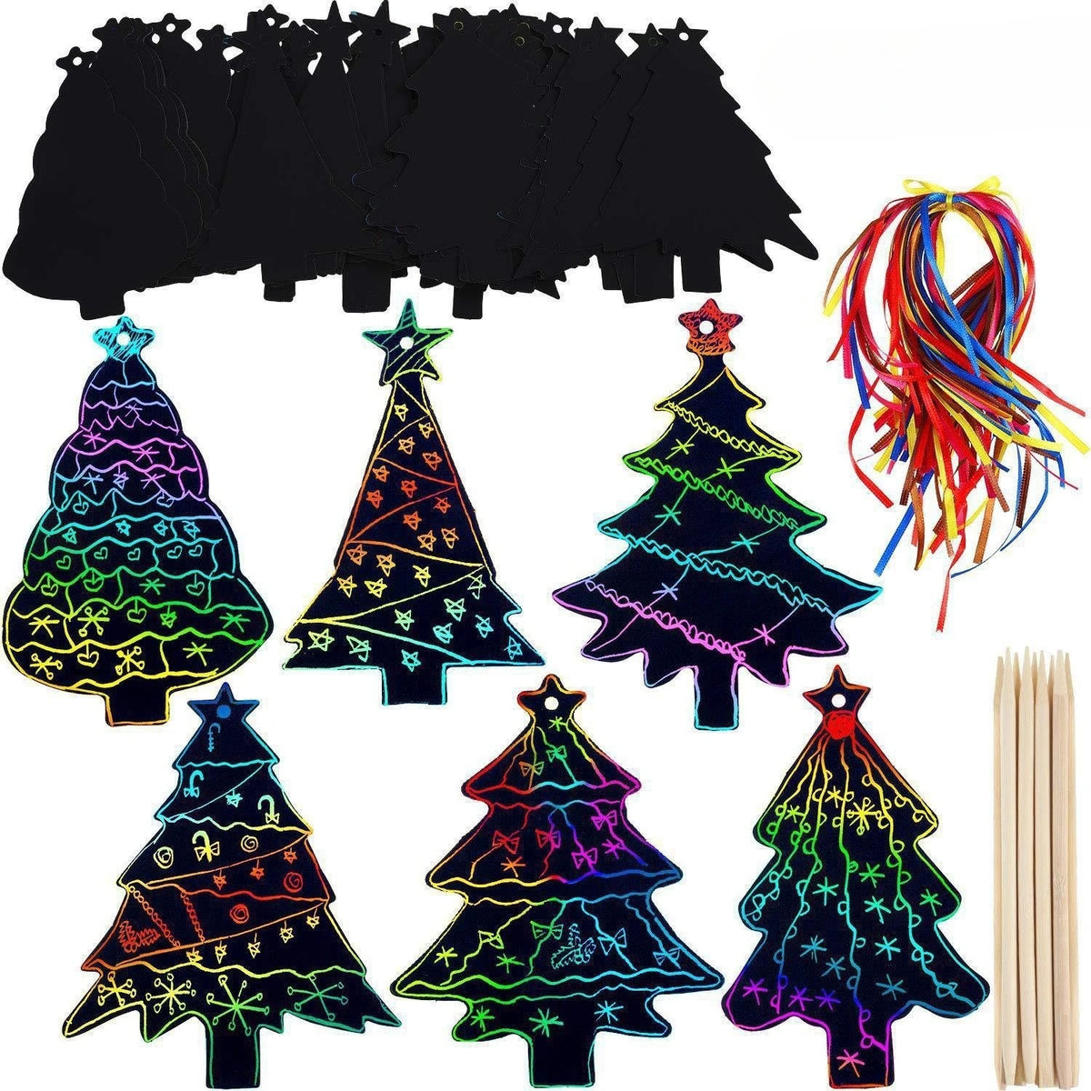 Rainbow Scratch-Art Xmas Ornament Kit