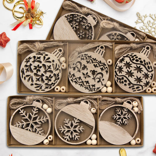 Rustic Wood Ornament Set