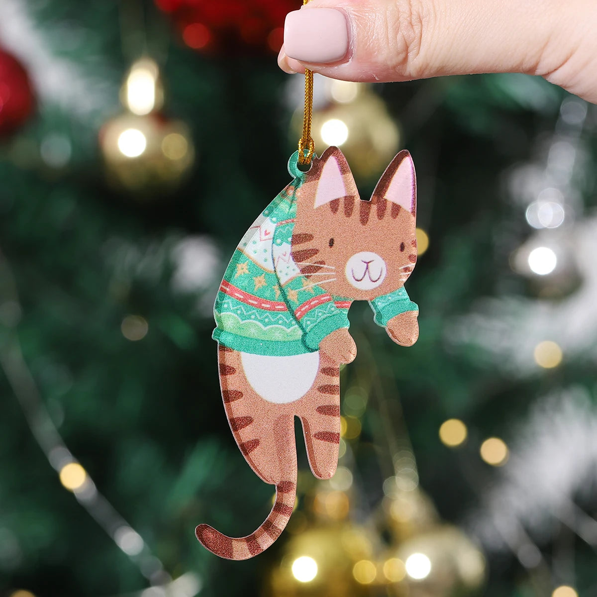 Festive Cozy Cat Ornament