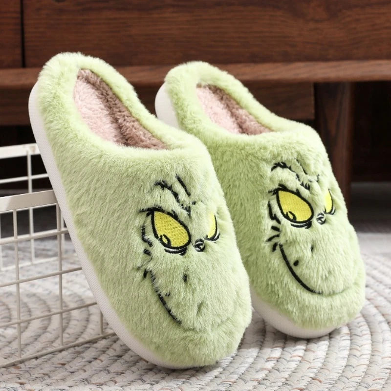 Cozy Grinch Plush Slippers