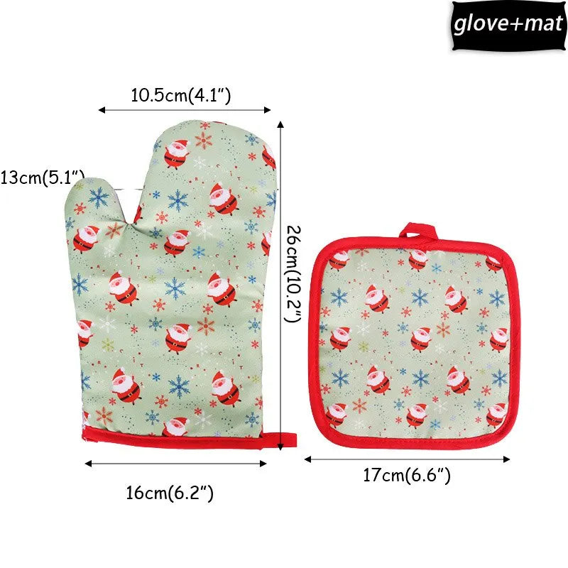 Festive Holiday Oven Mitts & Pot Holders Set