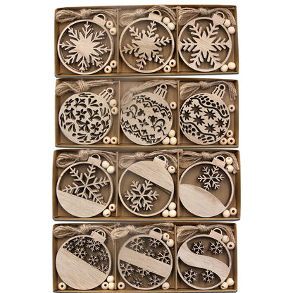 Rustic Wood Ornament Set
