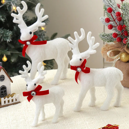 Velvet White Reindeer Décor