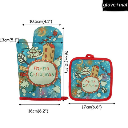 Festive Holiday Oven Mitts & Pot Holders Set