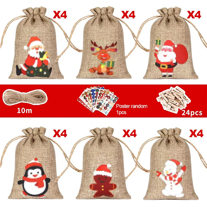 24Pcs Random Festive Countdown Gift Bags