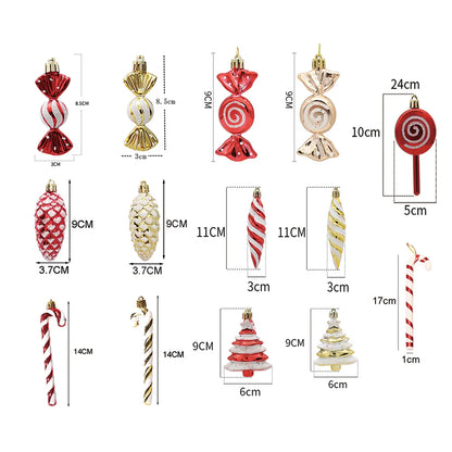 Candy Cane & Pinecone Ornament Se