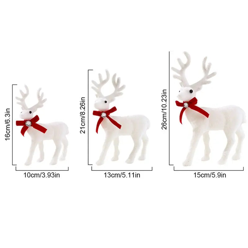 Velvet White Reindeer Décor