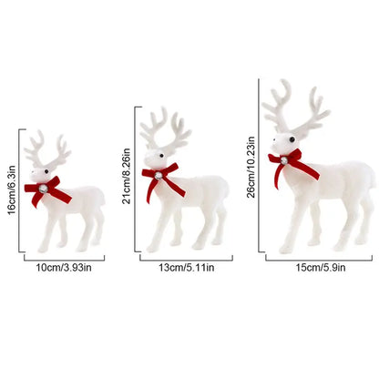 Velvet White Reindeer Décor