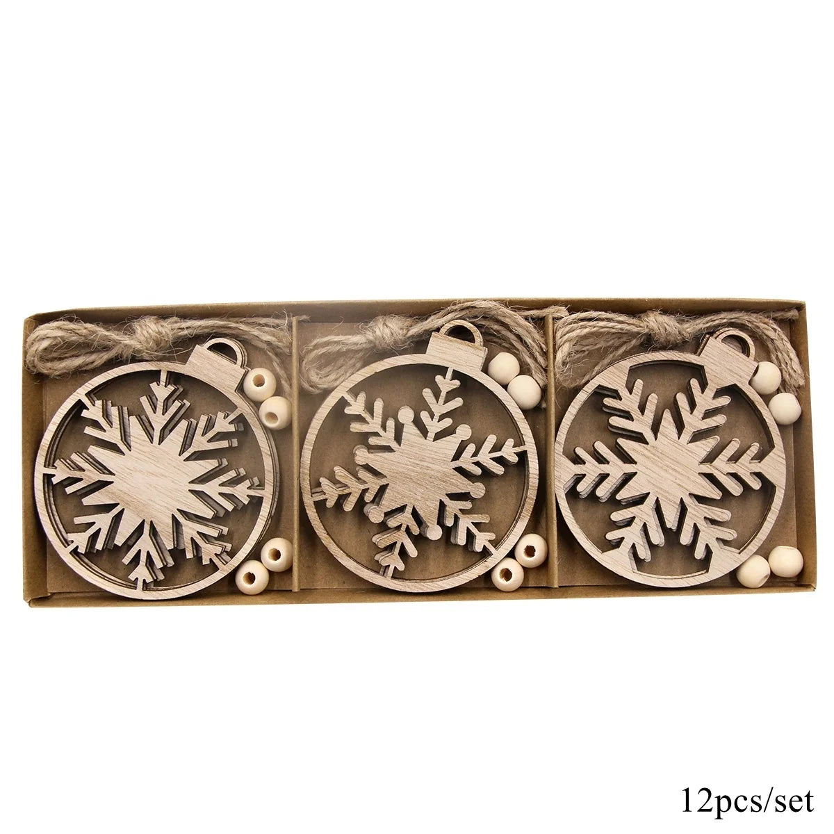 Rustic Wood Ornament Set