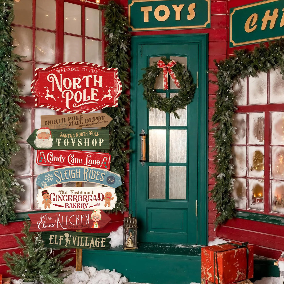 North Pole Holiday Sign Set