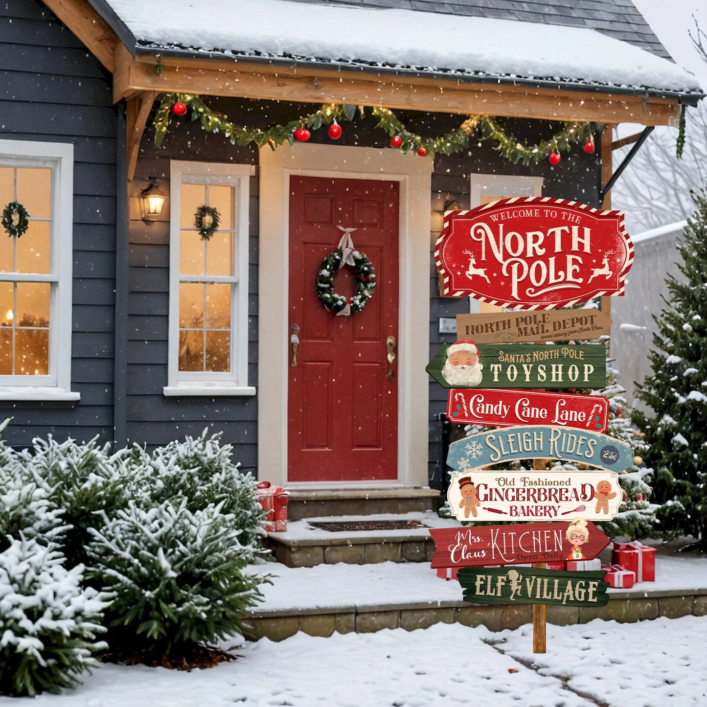 North Pole Holiday Sign Set