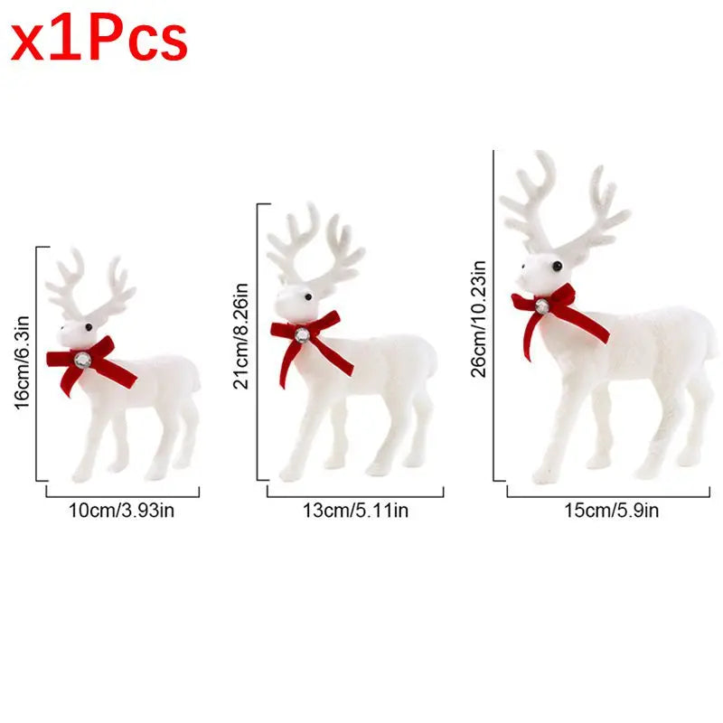 Velvet White Reindeer Décor