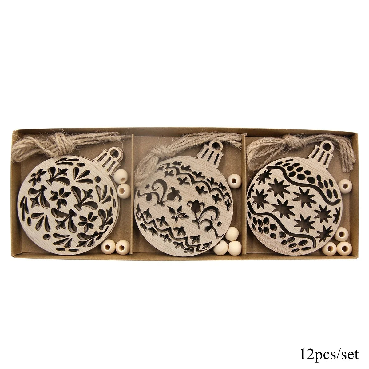 Rustic Wood Ornament Set