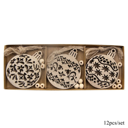Rustic Wood Ornament Set
