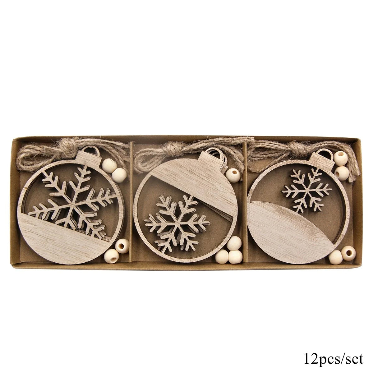 Rustic Wood Ornament Set