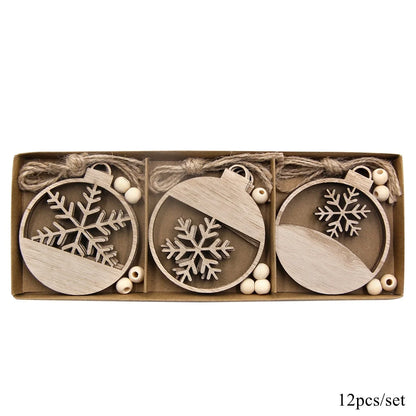 Rustic Wood Ornament Set