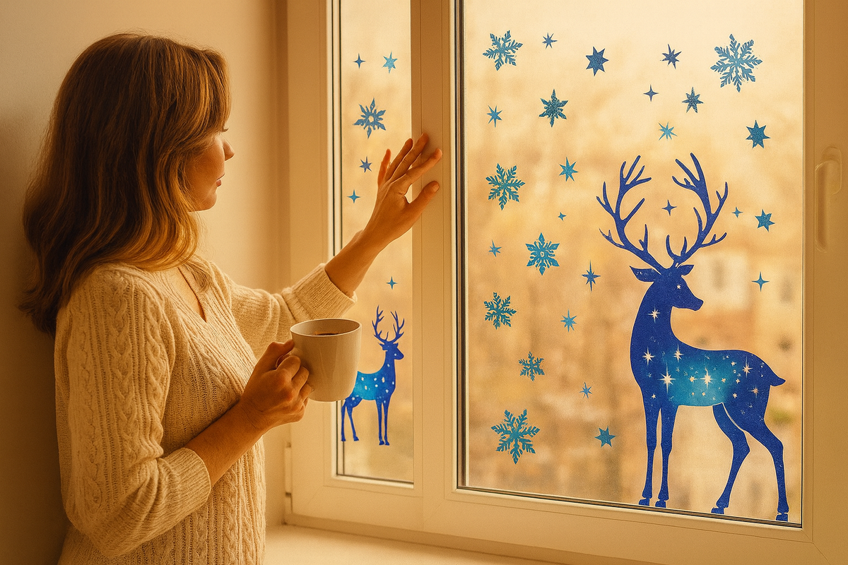 Winter Reindeer Window Clings