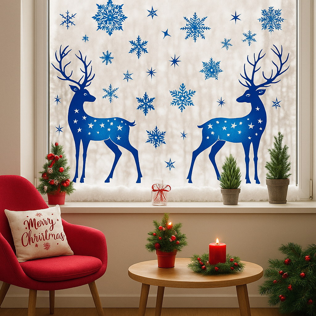 Winter Reindeer Window Clings