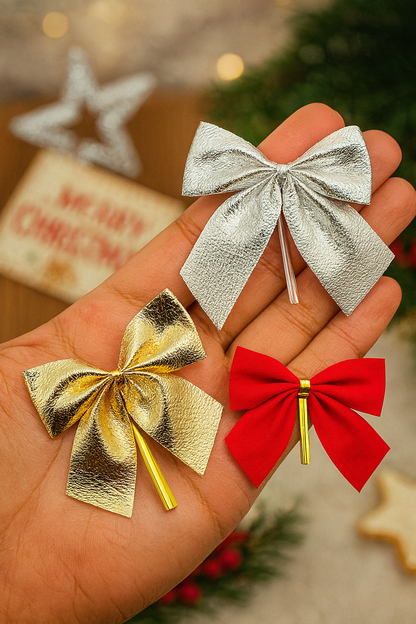 Mini Christmas Bow Ornaments Set
