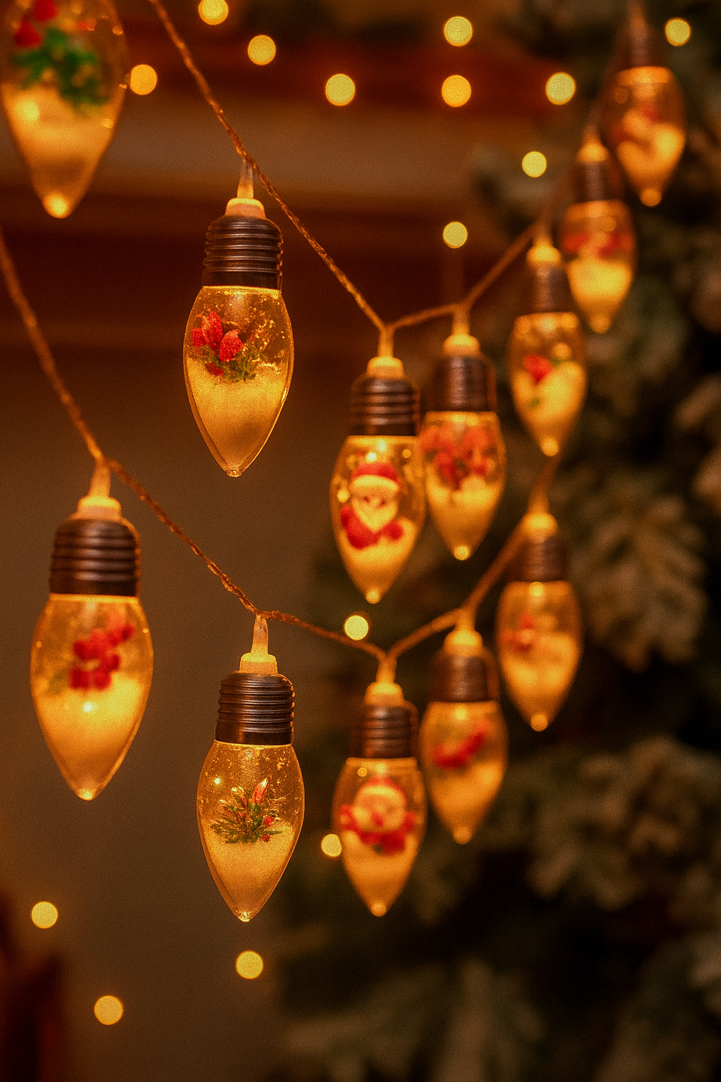 Whimsical Snowball Holiday String Lights