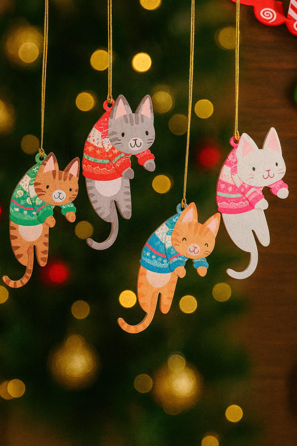 Festive Cozy Cat Ornament