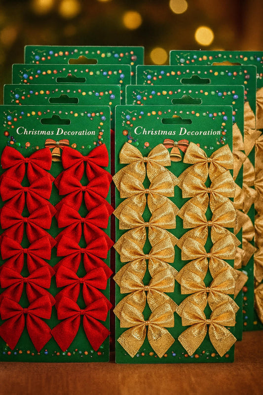 Mini Christmas Bow Ornaments Set