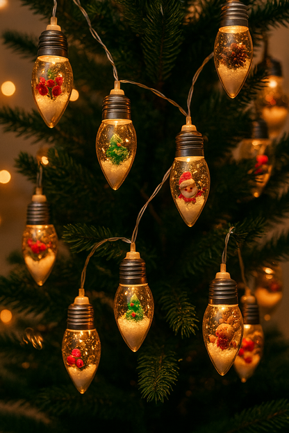 Whimsical Snowball Holiday String Lights